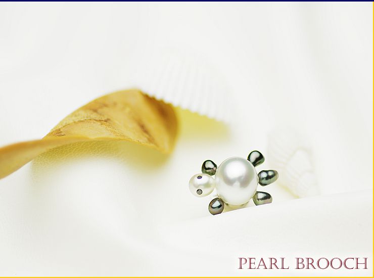 南洋白蝶真珠ブローチ 約11mmの写真