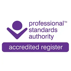 Alt text: Professional Standards Authority accredited register logo.