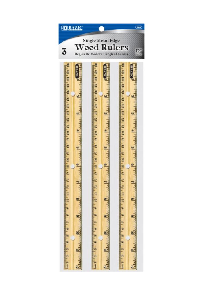 BAZIC 3 WOOD RULERS SET 30CM NO 306 EasyGrocery