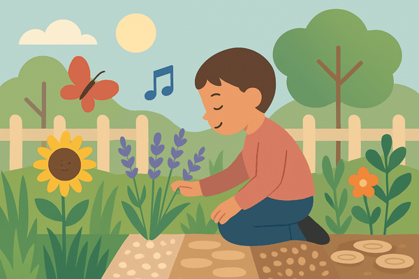 Giardino sensoriale all’asilo per aiutare i bambini ad approcciarsi con la natura