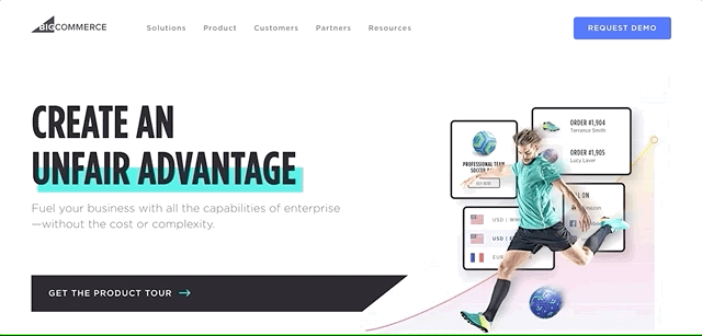 Homepage of BigCommerce