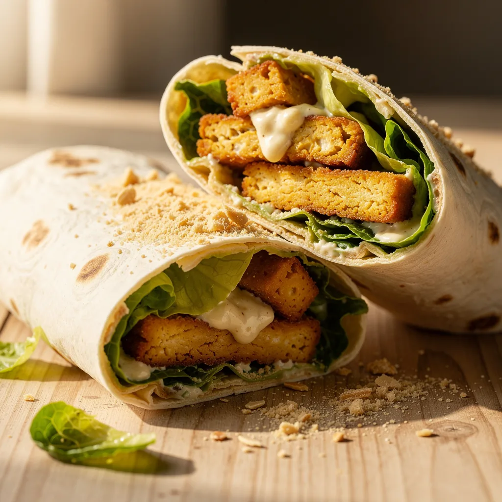 Crispy Baked Tofu Caesar Wraps
