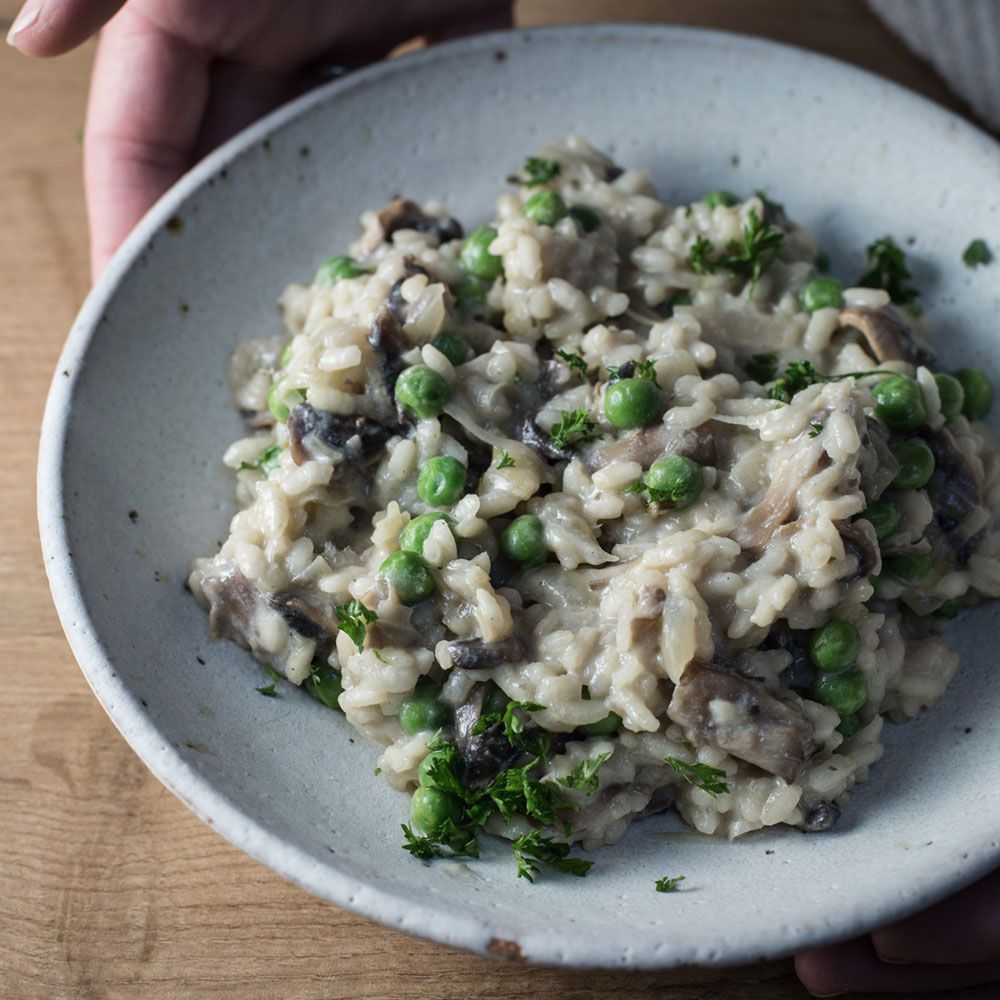 easy creamy vegan mushroom risotto