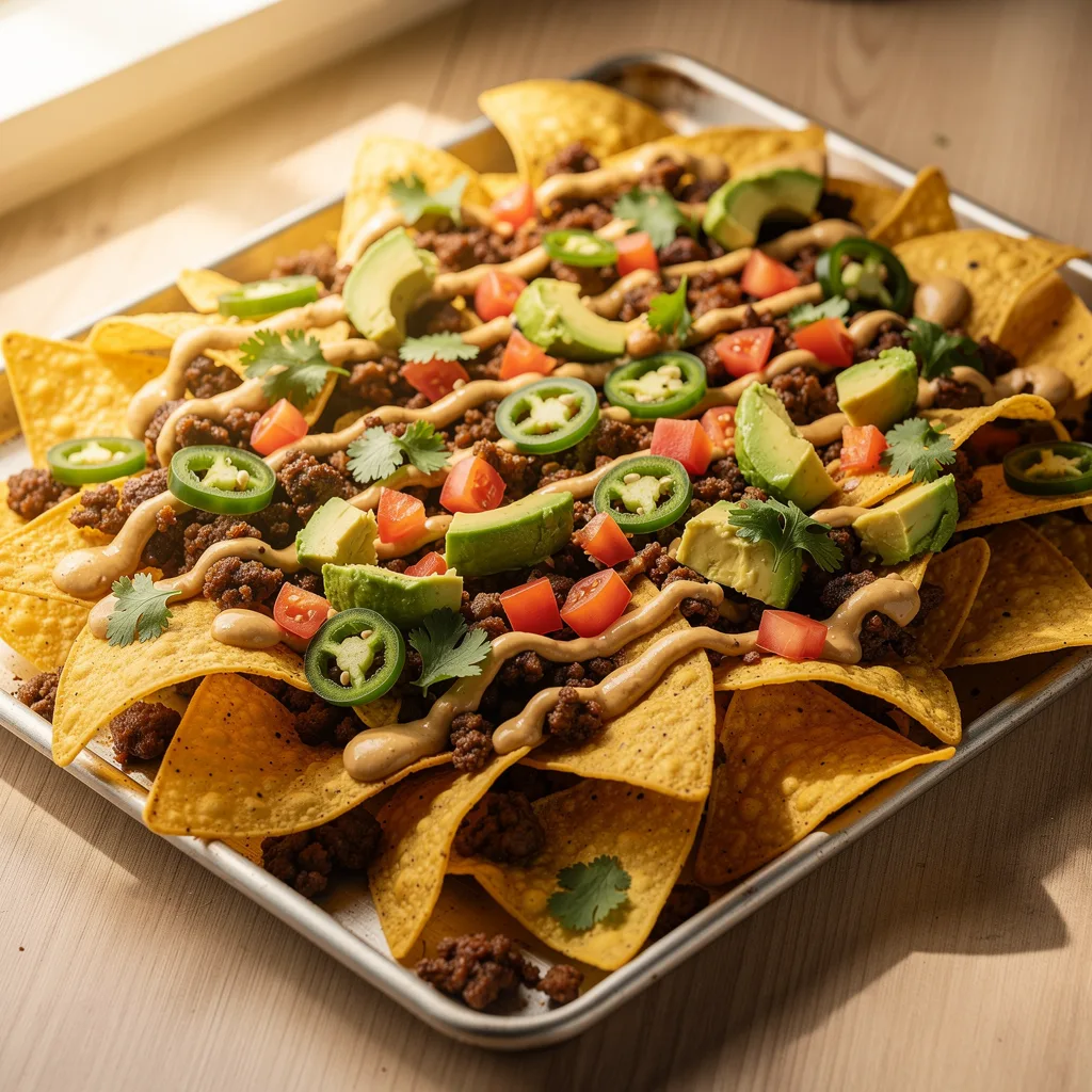 Loaded Veggie Nachos with Walnut Taco Meat