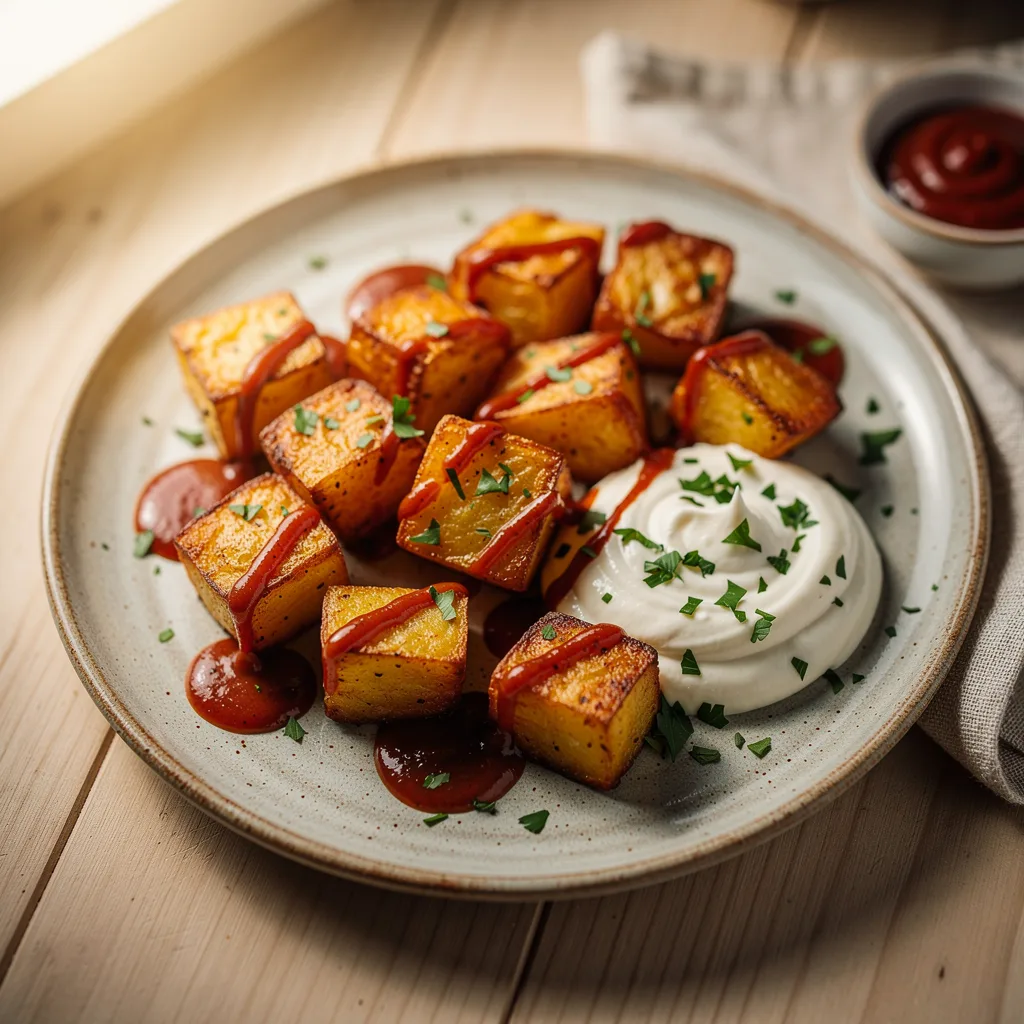 Spanish Patatas Bravas with Romesco Sauce