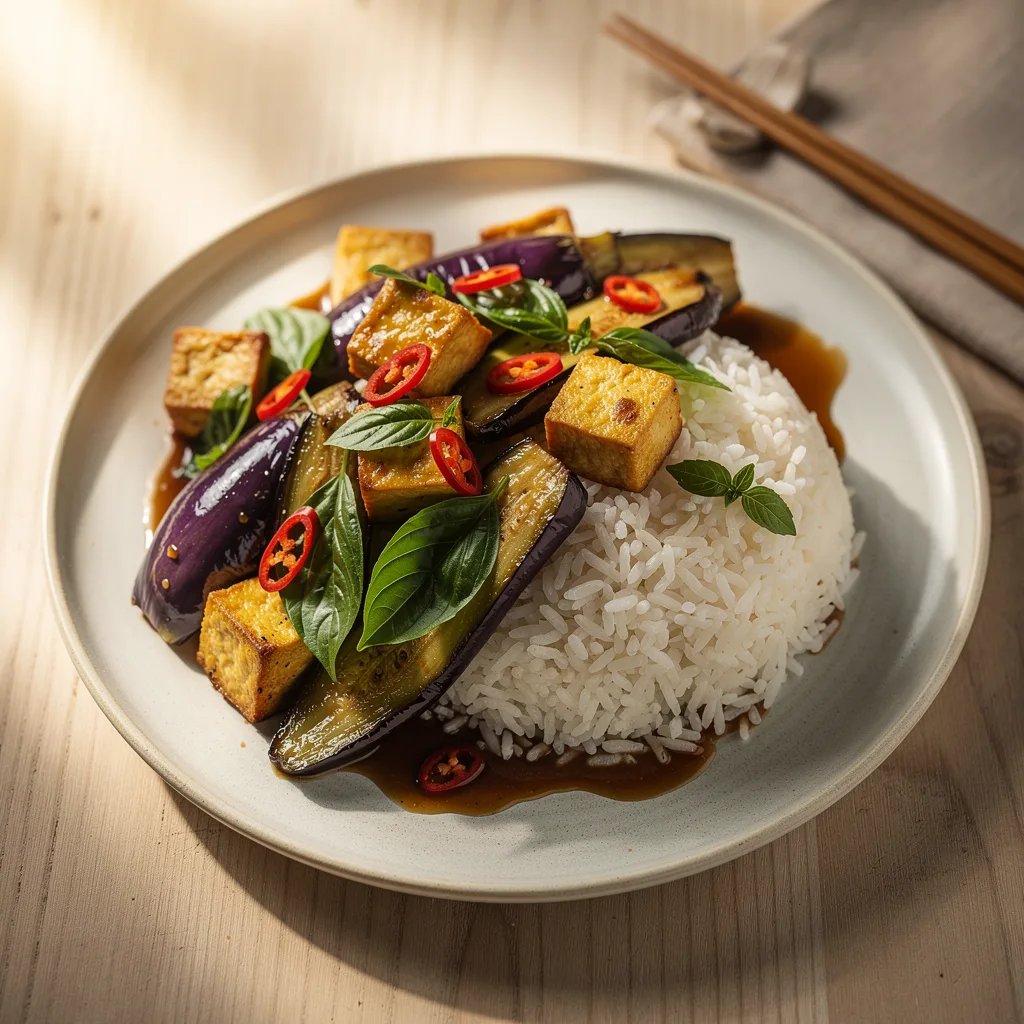 Thai Basil Eggplant & Tofu Stir-Fry