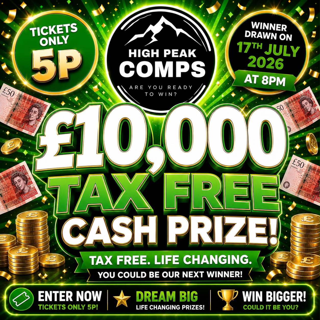 £10,000 FOR ONLY 5 PENCE!