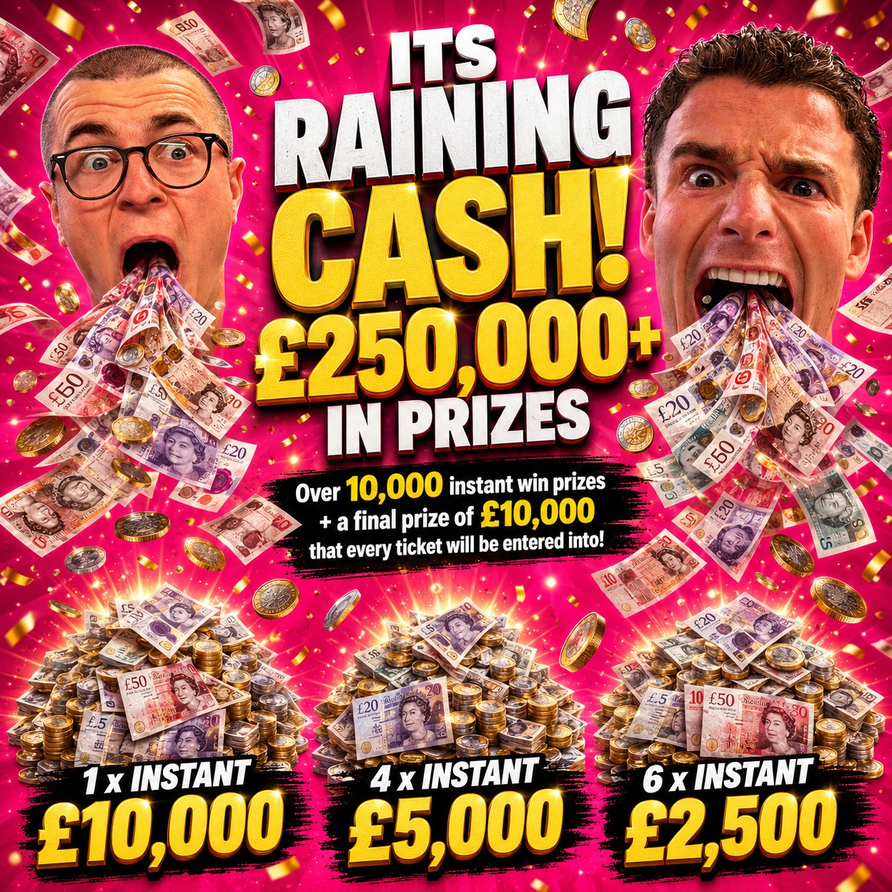 ITS RAINING CASH - OVER £250,000 INSTANT WIN!