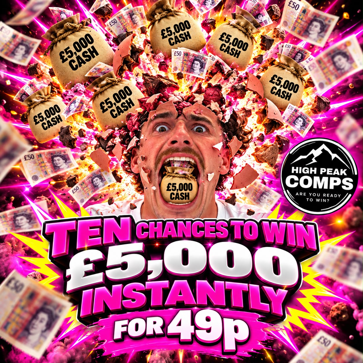 10 CHANCES AT £5,000 + FINAL PRIZE OF £5,000!