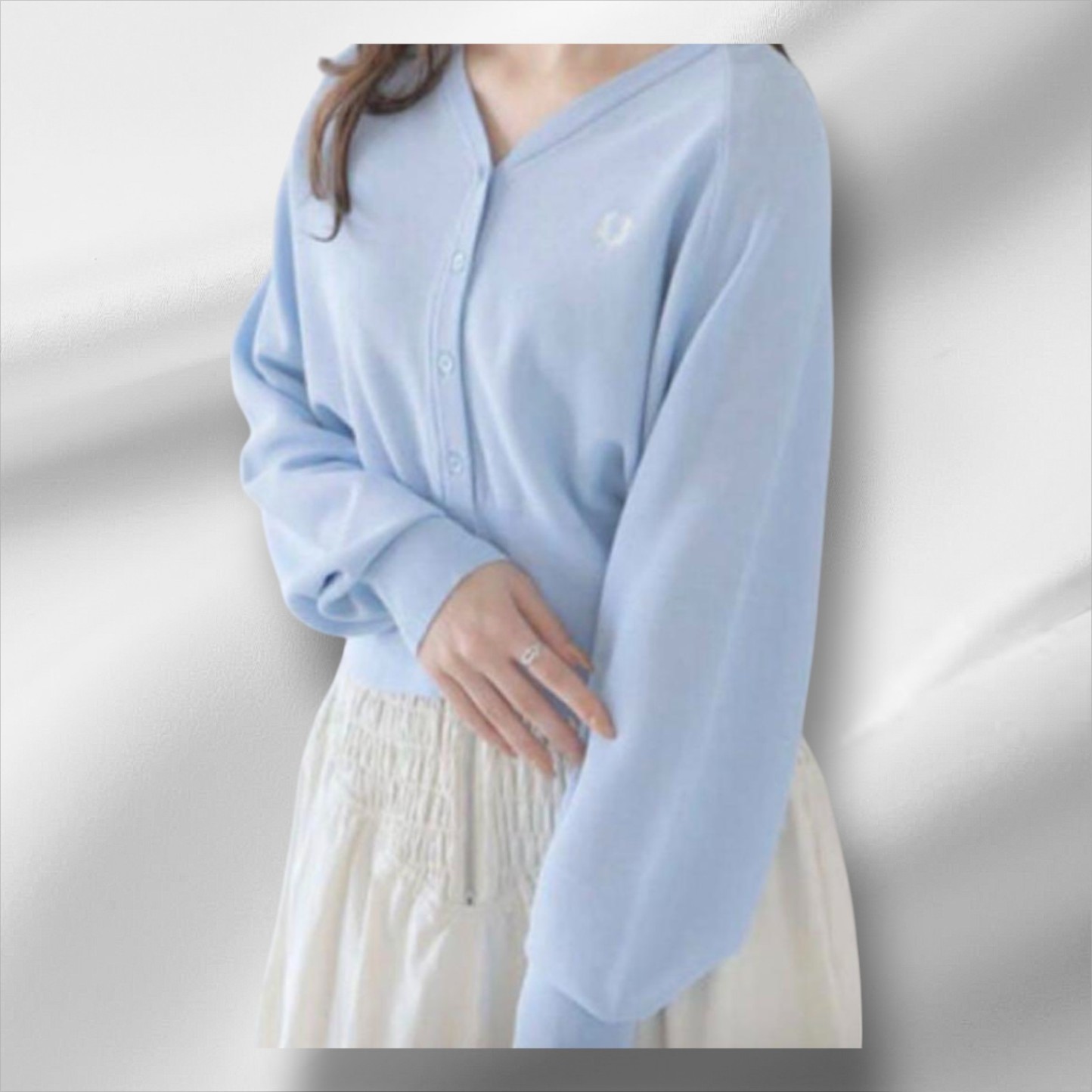 Fred Perry Sheer V-Neck Knit Cardigan, Boxy Fit, Lightweight Fred Perry Sheer V-Neck Knit Cardigan, Boxy Fit, Lightweight