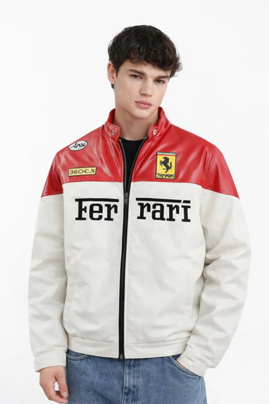 قمصلة جلد Ferrari ابيض