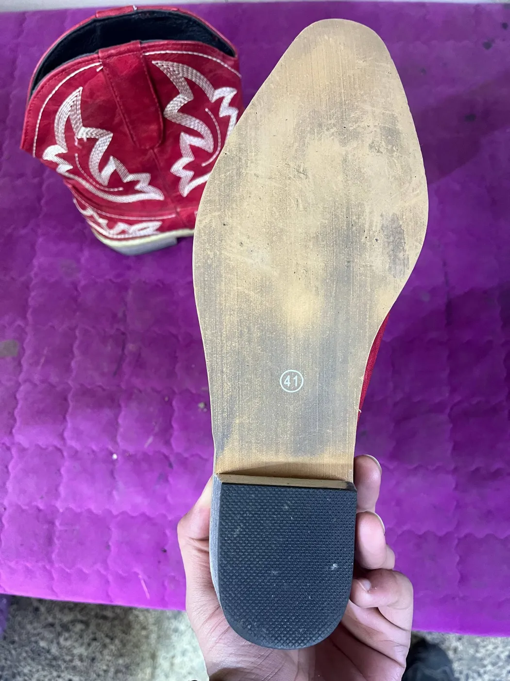 حذاء كاوبوي احمر رجالي نسائي