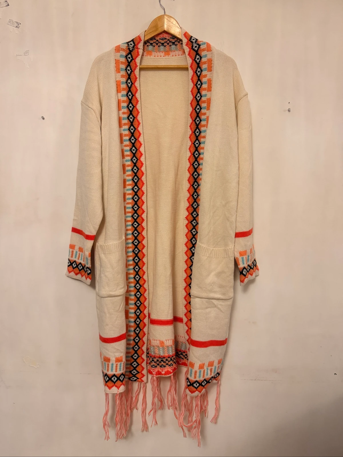 كارديغان نسائي محبوك بنقوش ملونة | Women's Knitted Cardigan with Colorful Pat...