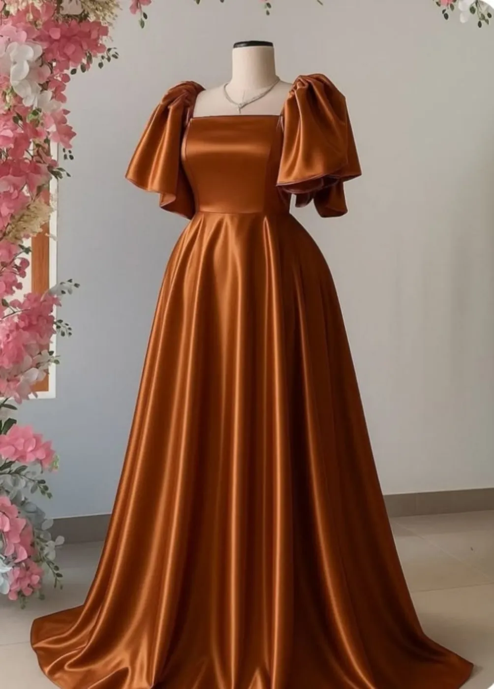 فستان سهرة نسائي لون جوزي | Women's Brown Evening Dress