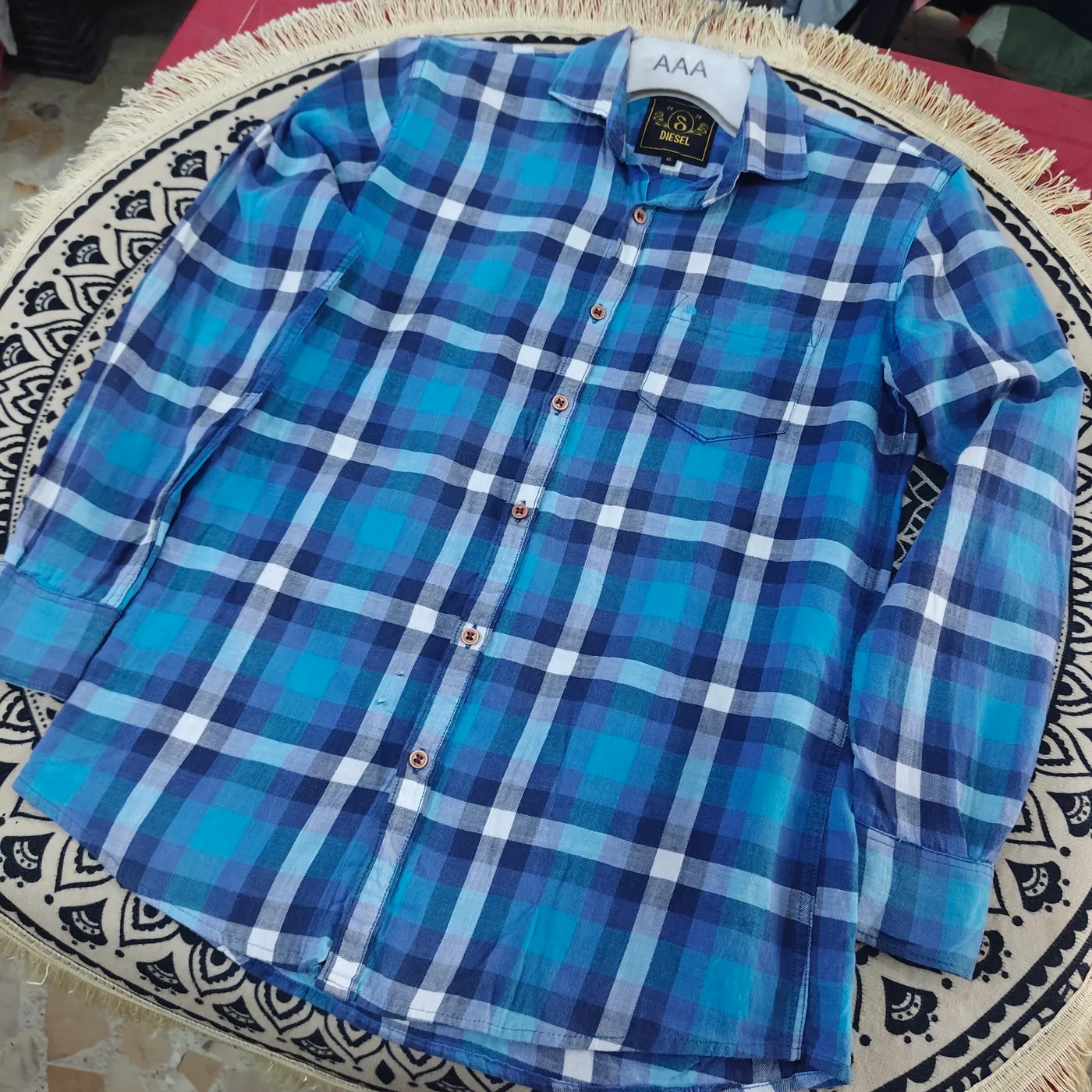 قميص ديزل كاروهات أزرق | Diesel Blue Plaid Shirt