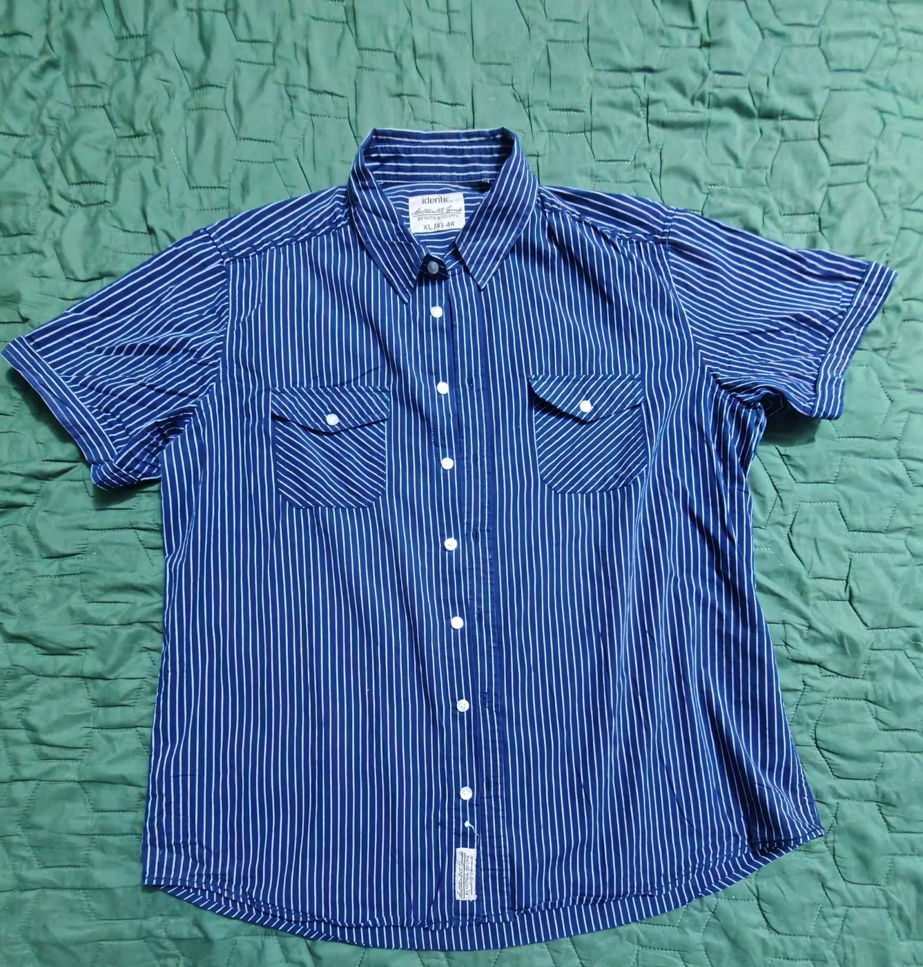قميص رجالي مخطط أزرق من ايدينتيك | identic Men's Blue Striped Shirt