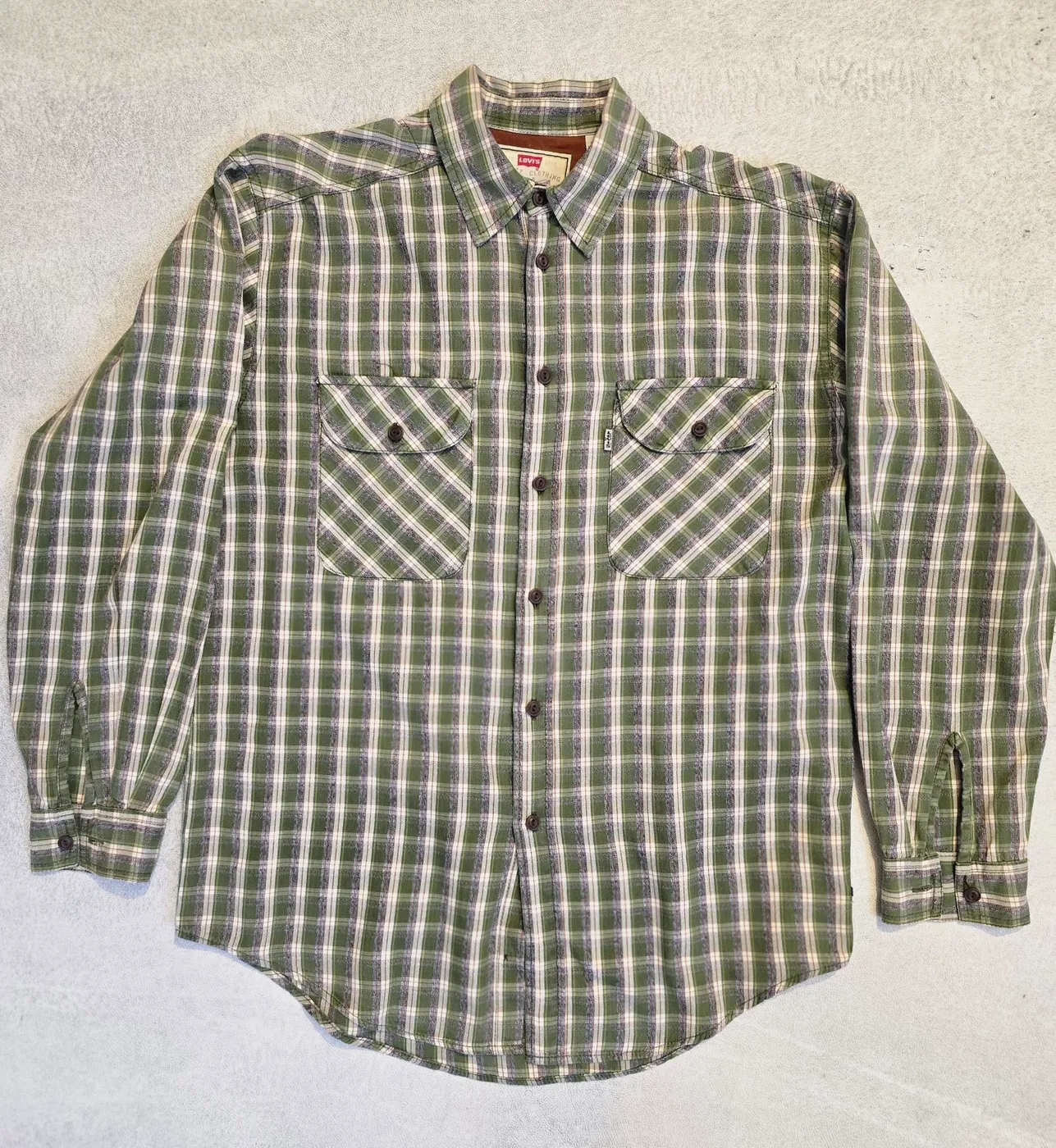 قميص ليفايز كاروهات أخضر رجالي | Levi's Men's Green Plaid Shirt