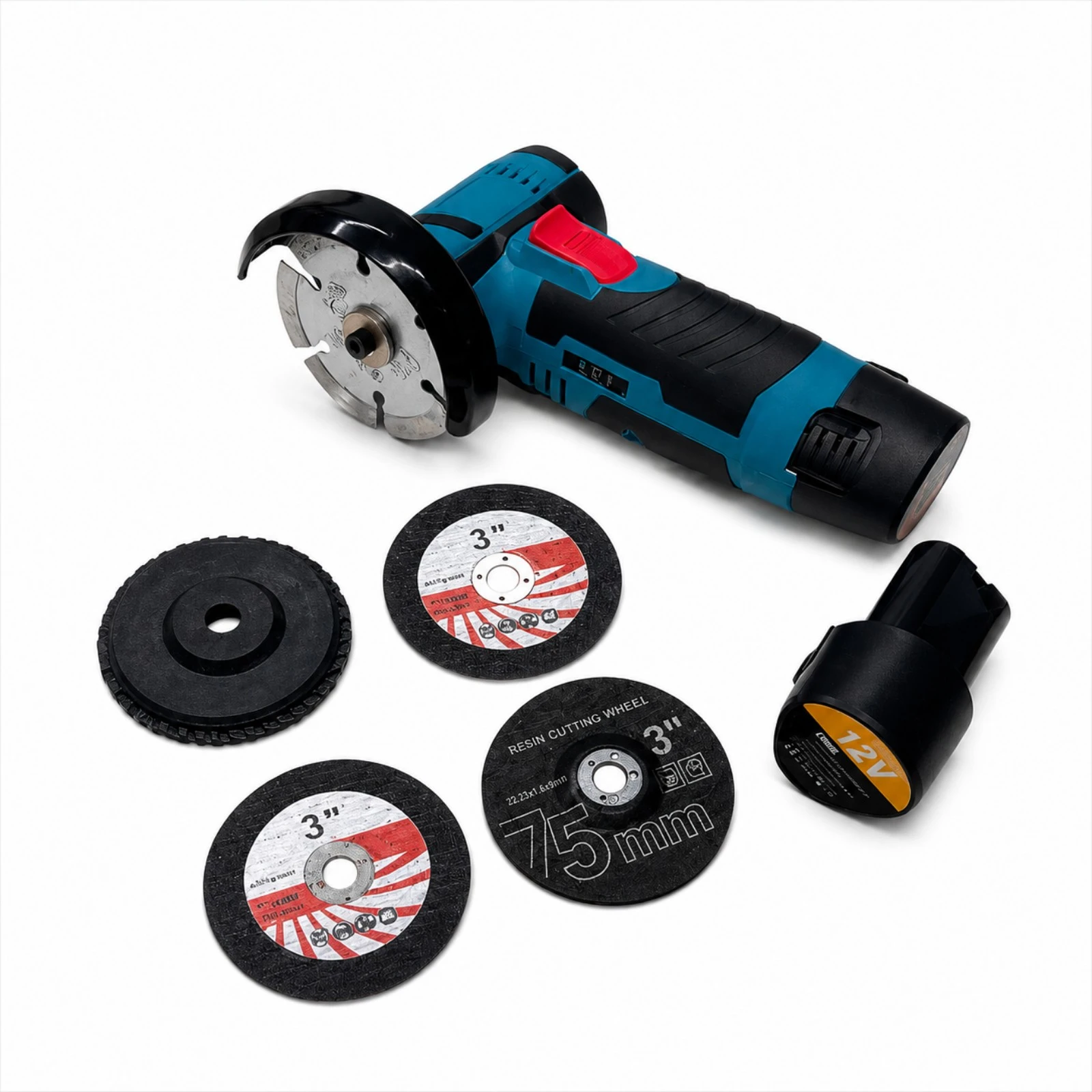 كوسرة شحن 12V مع أقراص قص 75mm | 12V Cordless Angle Grinder with 75mm ...