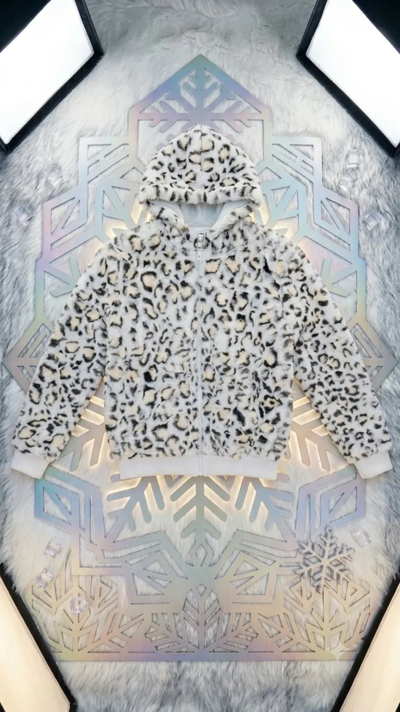 جاكيت فرو بنقشة جلد النمر | Leopard Print Faux Fur Jacket