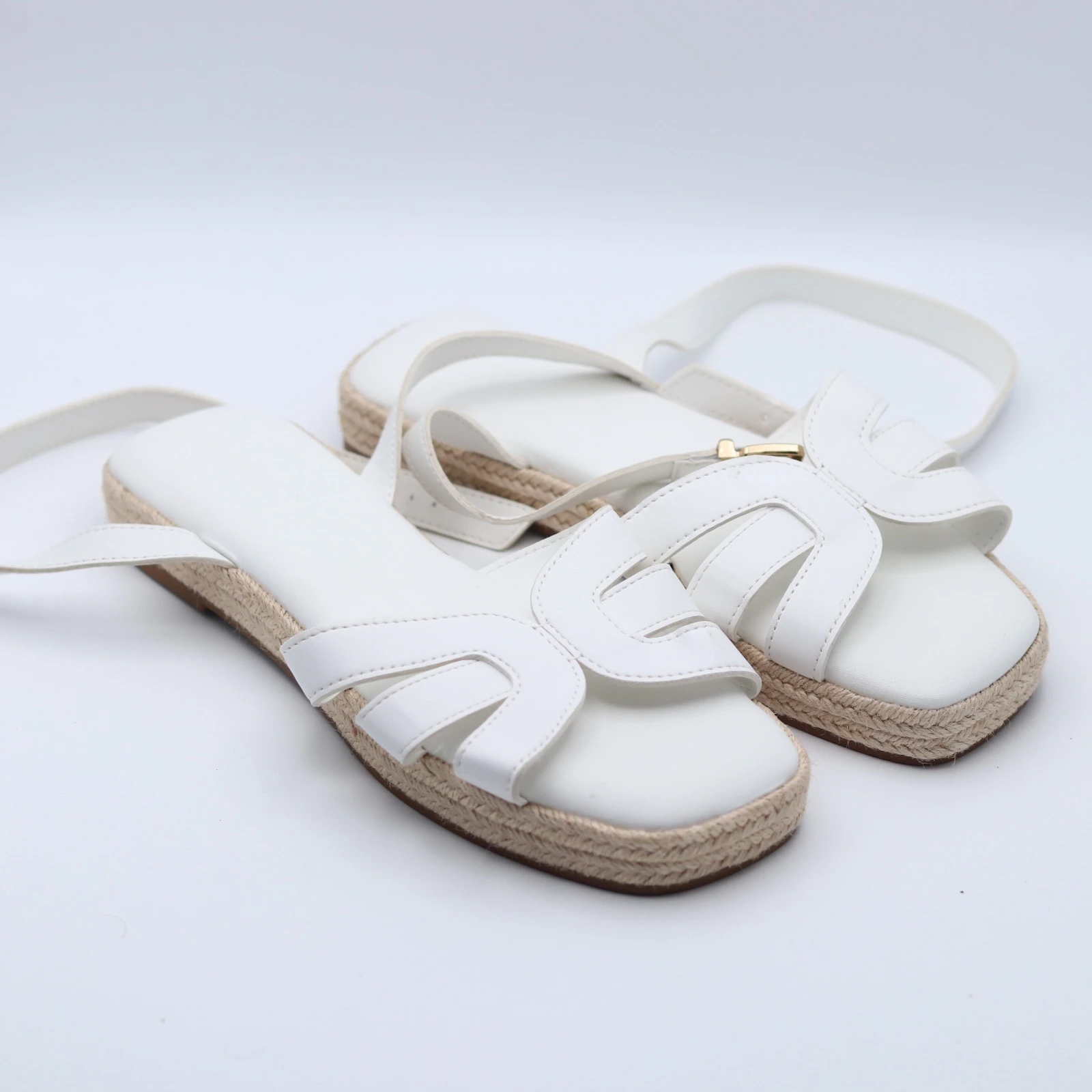 صندل نسائي أبيض بتصميم حبل | White Women's Espadrille Sandals