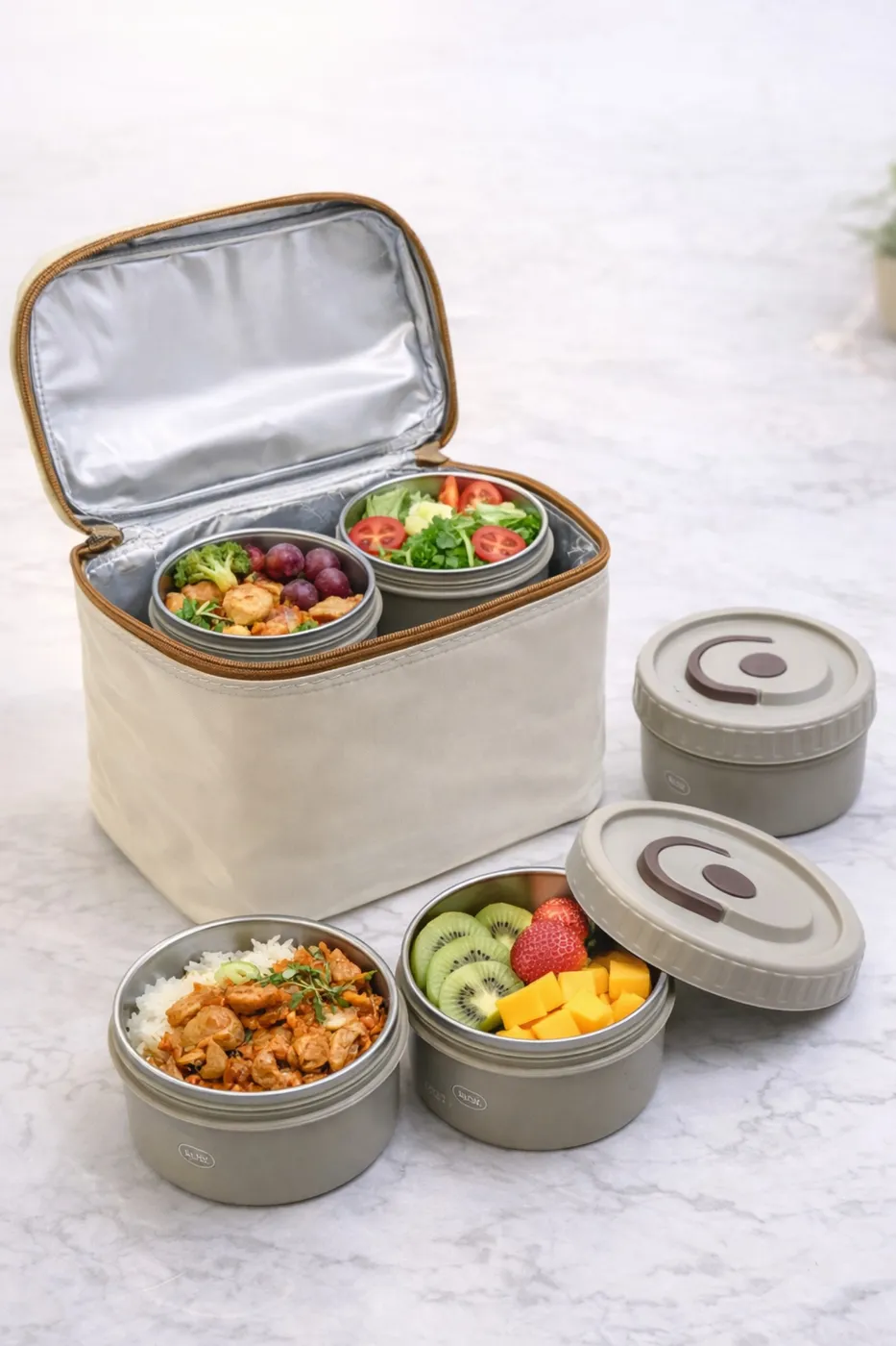 حافظة طعام AUBY مع حقيبة عازلة