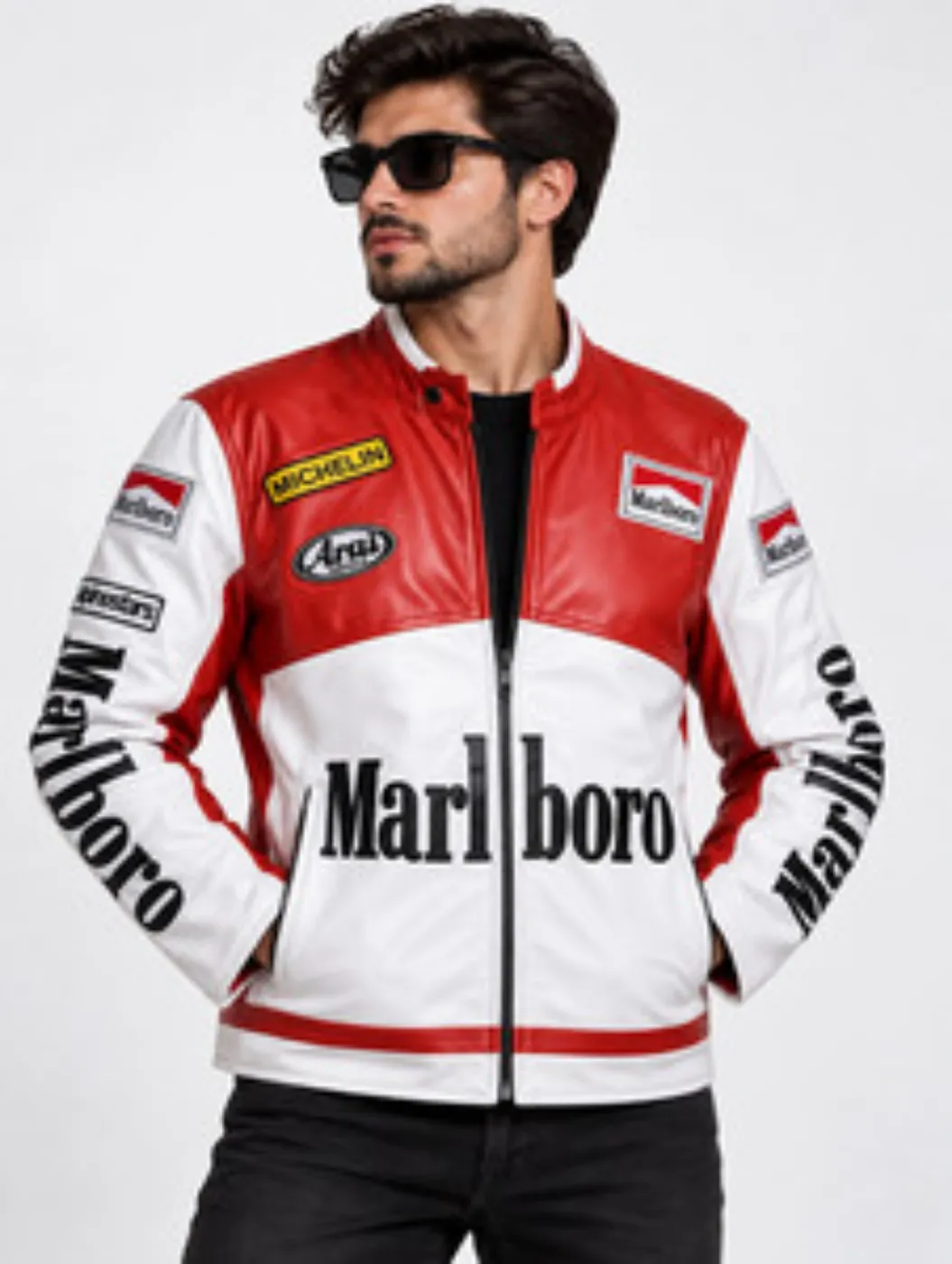 قمصلة جلد Marlboro شعارات تطريز