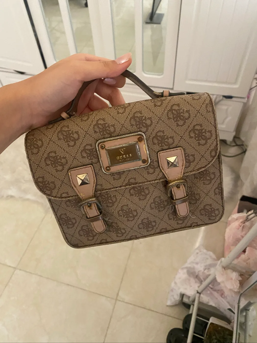 Vintage Guess y2k Monogram Flap Satchel