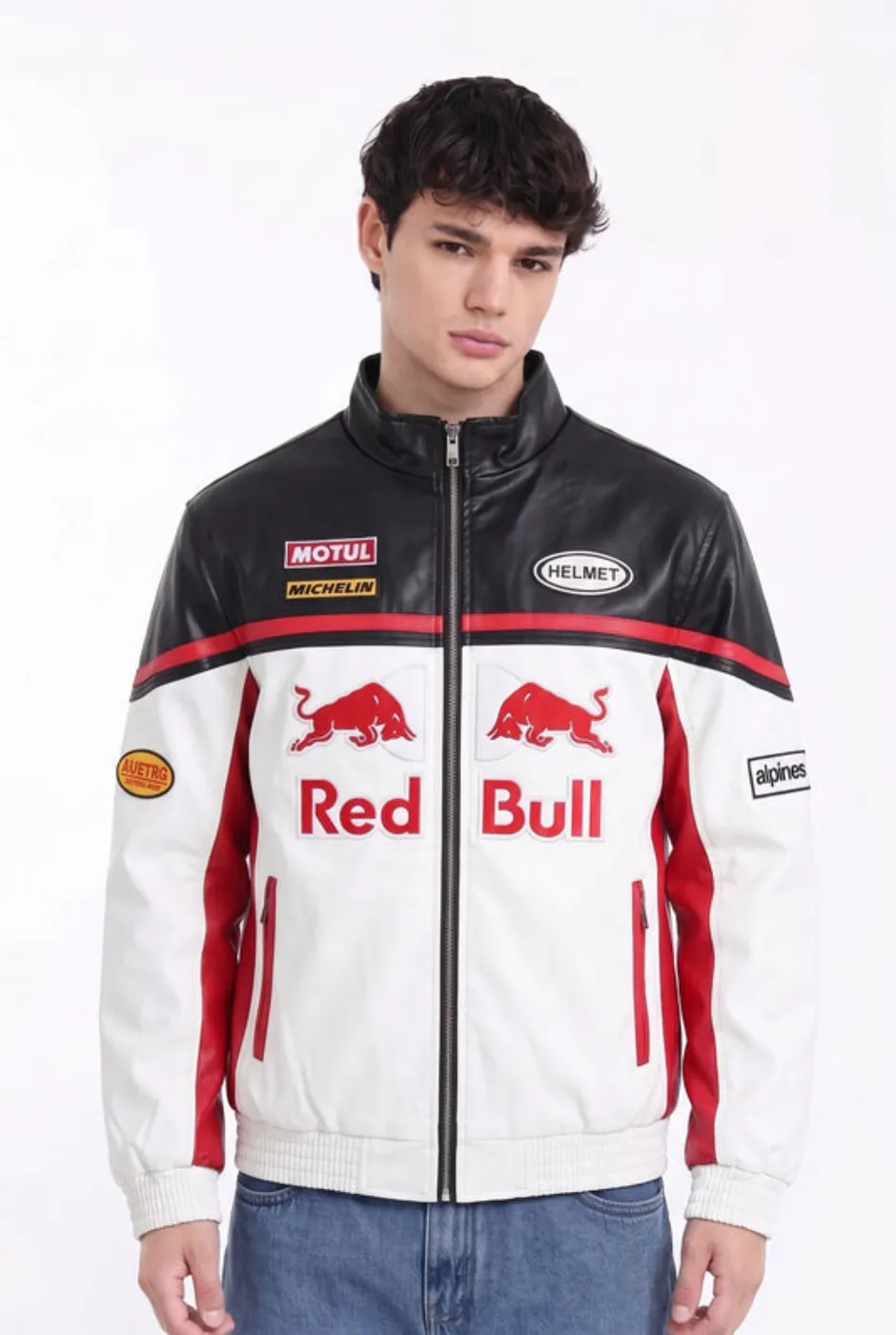 القمصلة الجلد الترند ريدبول RED BULL الشعار تطريز