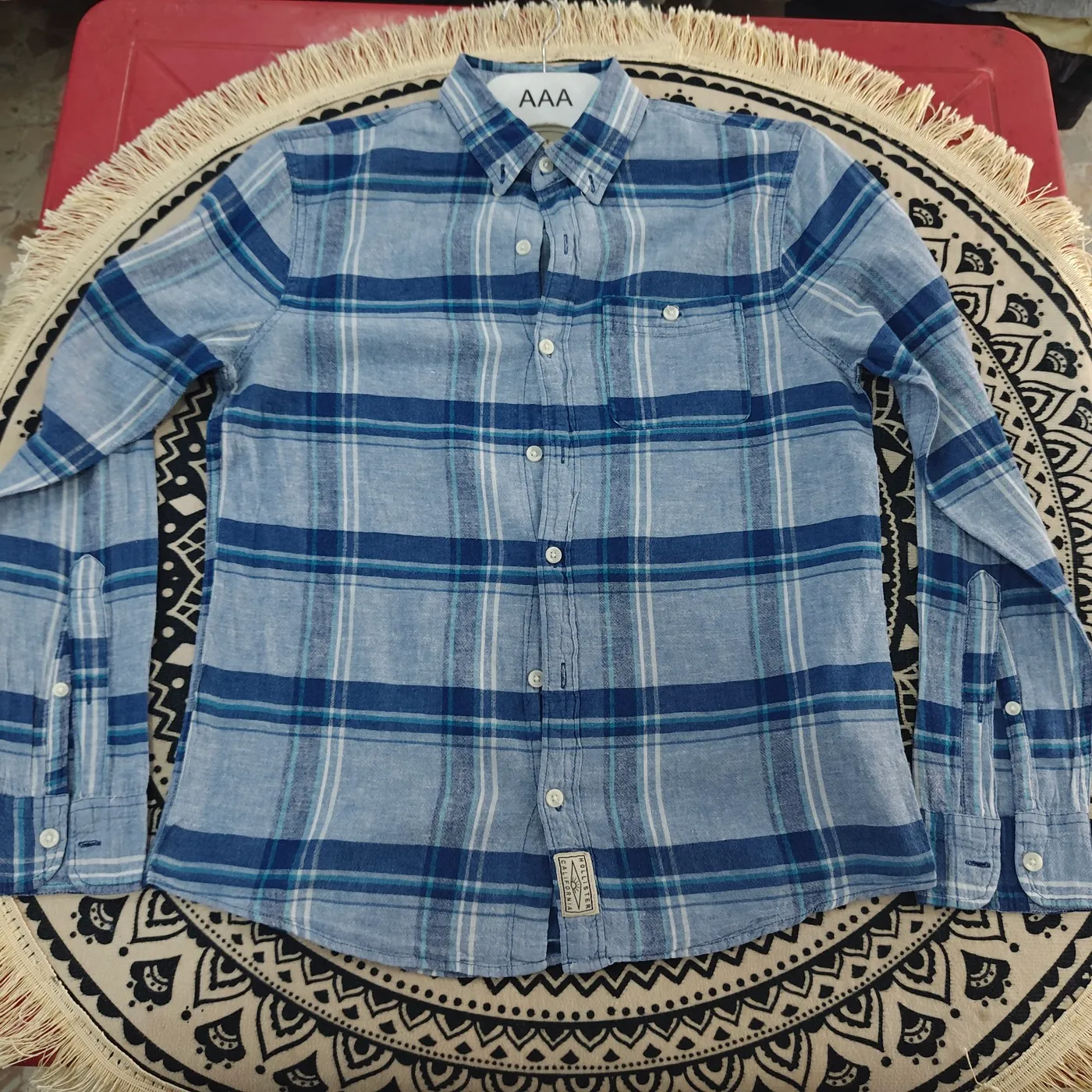 قميص هوليستر كاروهات أزرق رجالي | Hollister Men's Blue Plaid Shirt