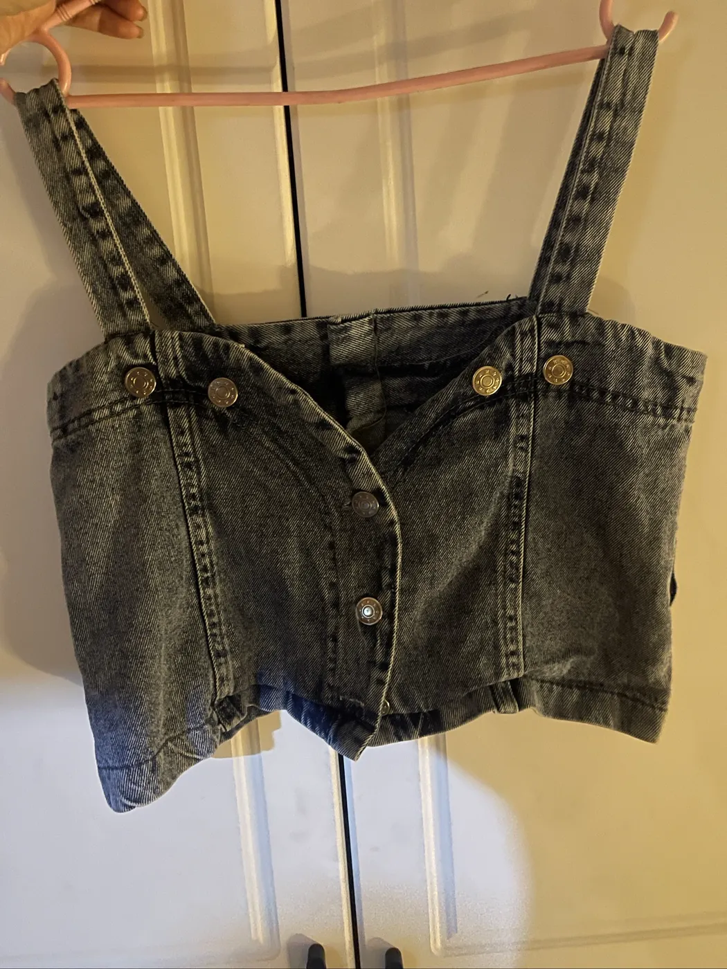 توب جينز نسائي قصير | Women's Denim Crop Top
