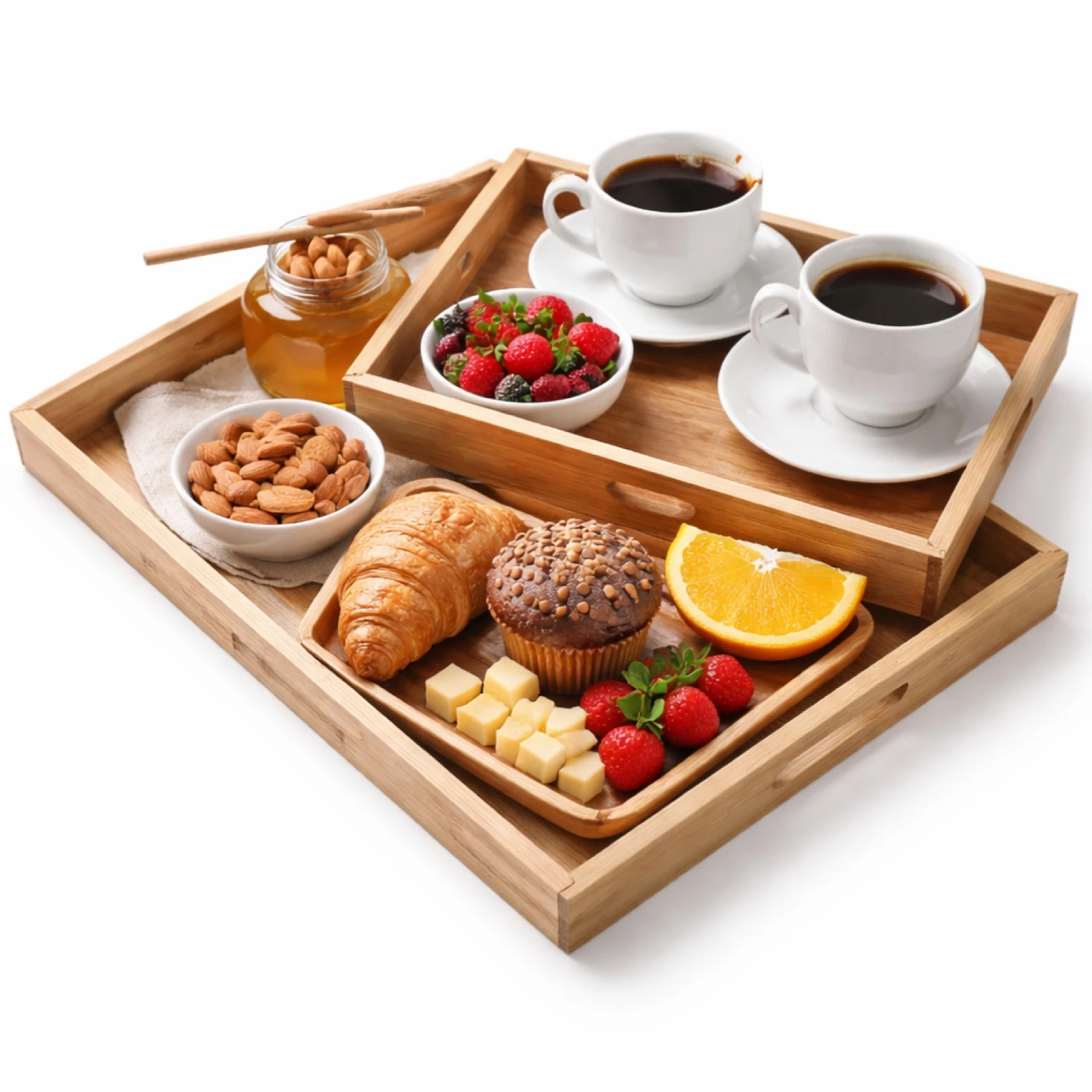 صينية تقديم خشبية | عدد 2 Wooden Serving Tray
