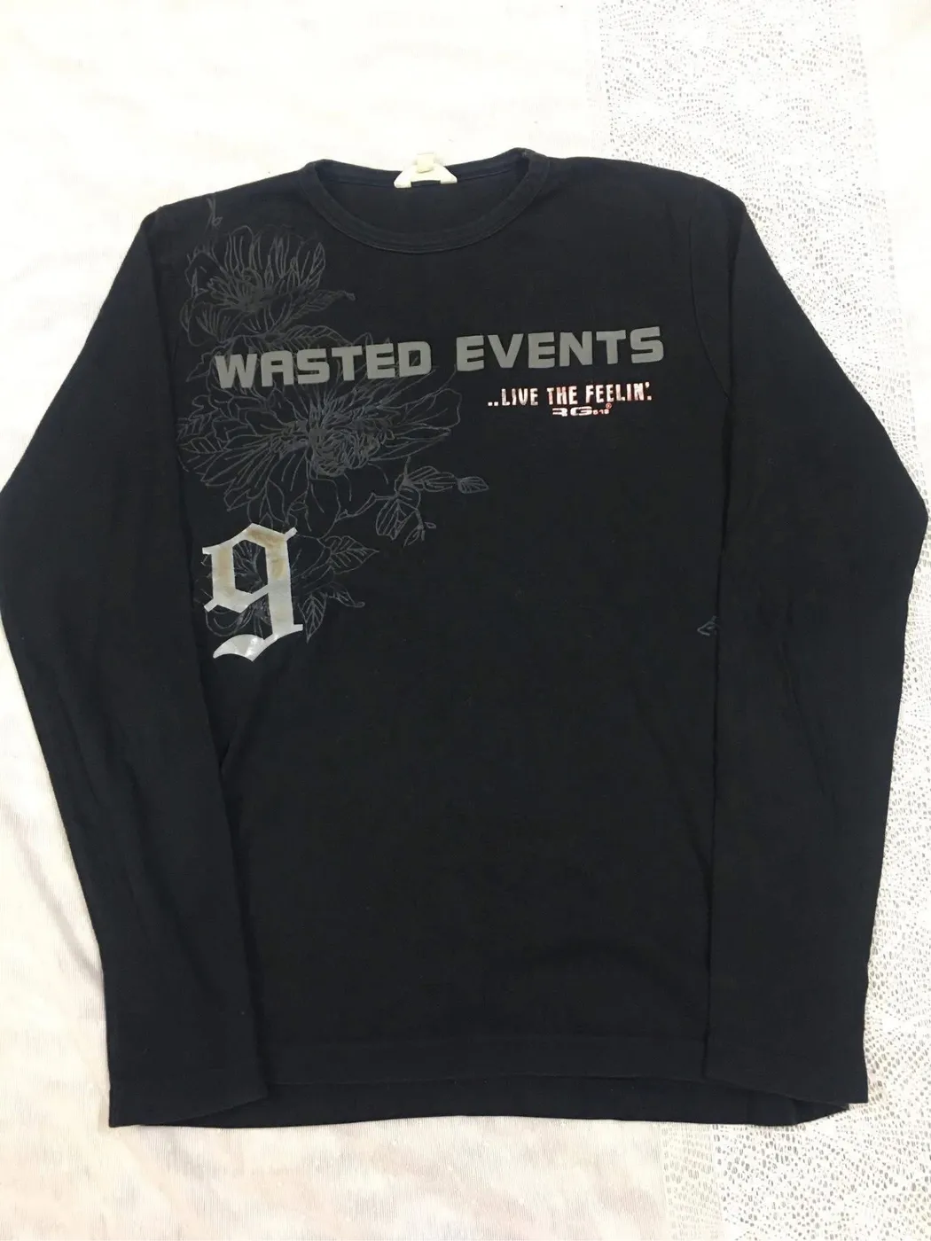 تيشيرت Wasted Events أسود بأكمام طويلة | Wasted Events Black Long-Sleeve T-Shirt