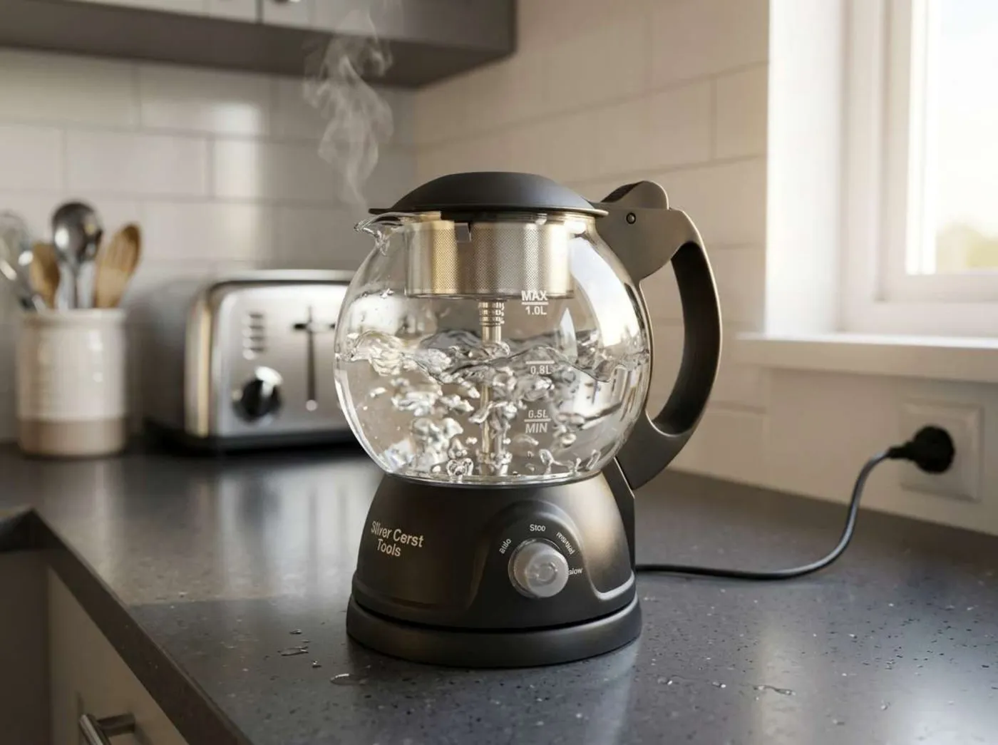 غلاية شاي كهربائية زجاجية سيلفر كرست | Silver Cerst Glass Electric Tea Kettle