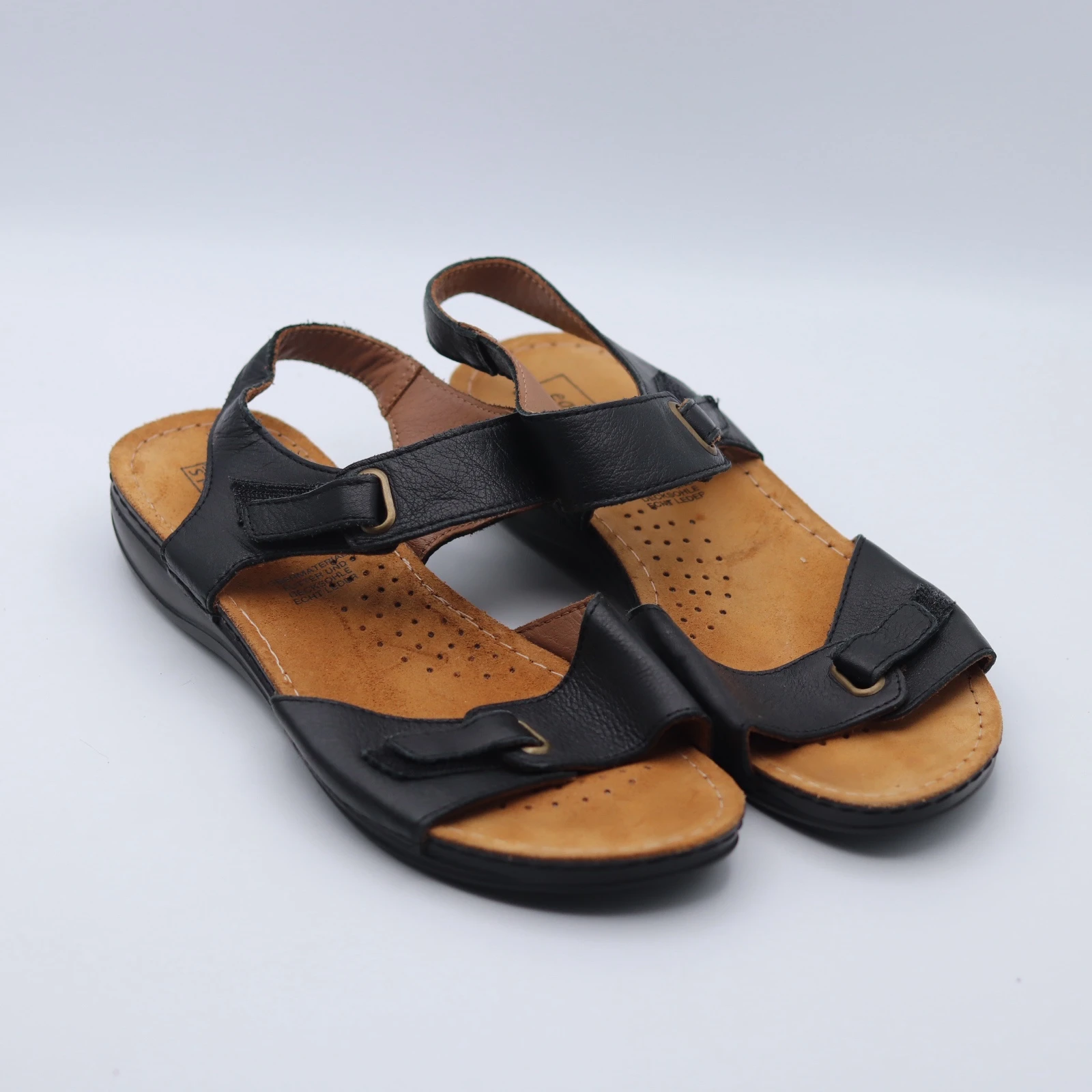 صندل نسائي جلد طبيعي أسود | Women's Black Real Leather Sandals