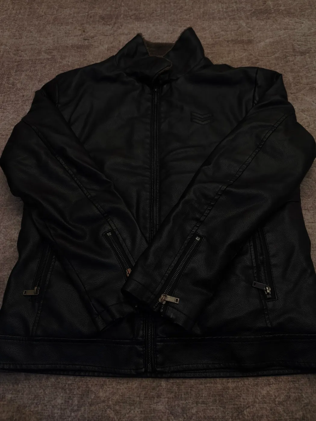 جاكيت جلد صناعي أسود | Black Faux Leather Jacket