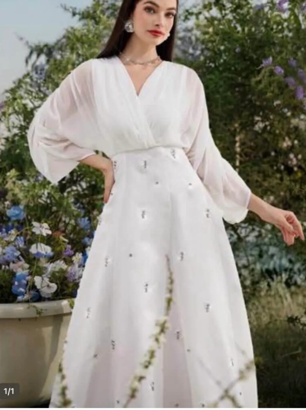 فستان نسائي أبيض طويل | Women's Long White Dress