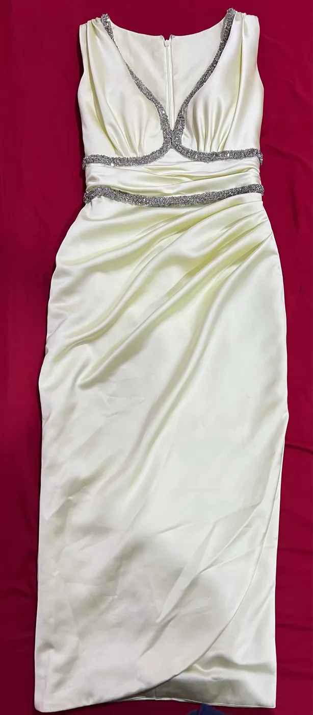 فستان نسائي سهرة لون كريمي | Women's Cream Evening Dress