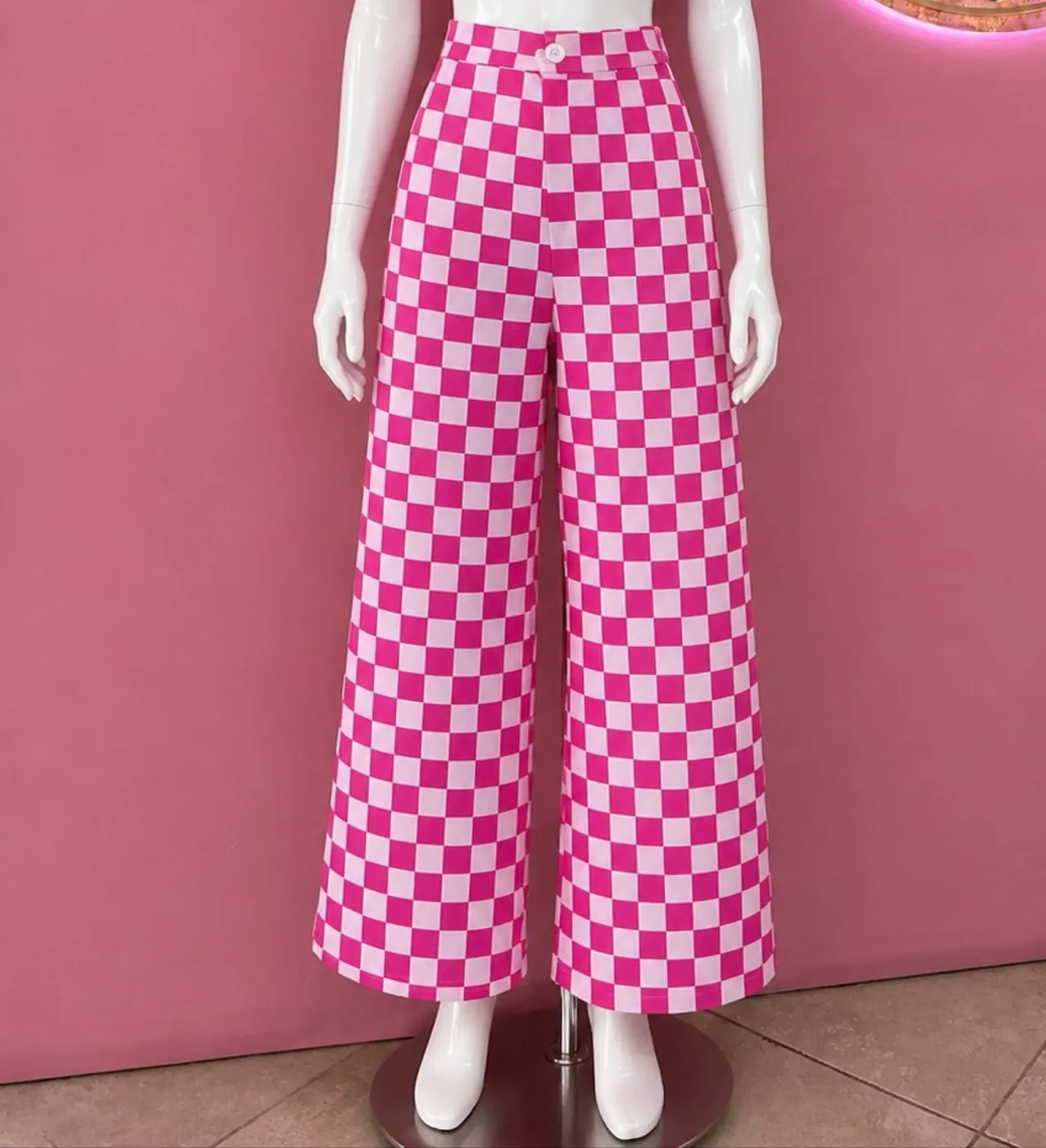 بنطلون نسائي كاروهات واسع | Women's Wide Checkered Pants - صورة 3