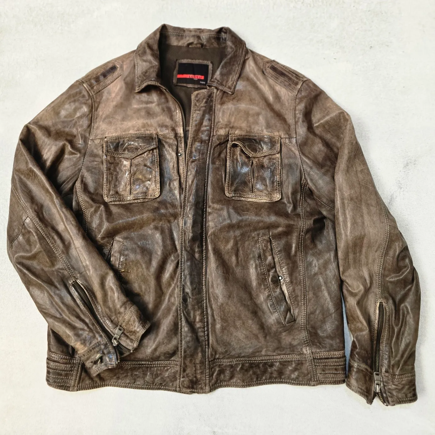 جاكيت جلد رجالي LLOYD بني | Esprit Men's Brown Leather Jacket