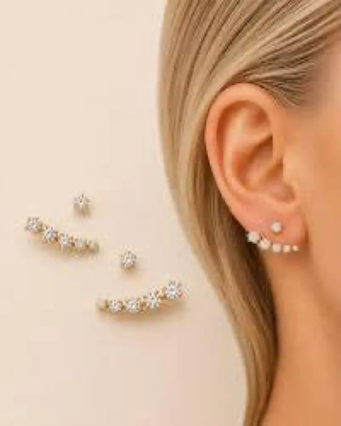 حلق أذن بتصميم متسلق مع فصوص | Ear Climber Earrings with Stones