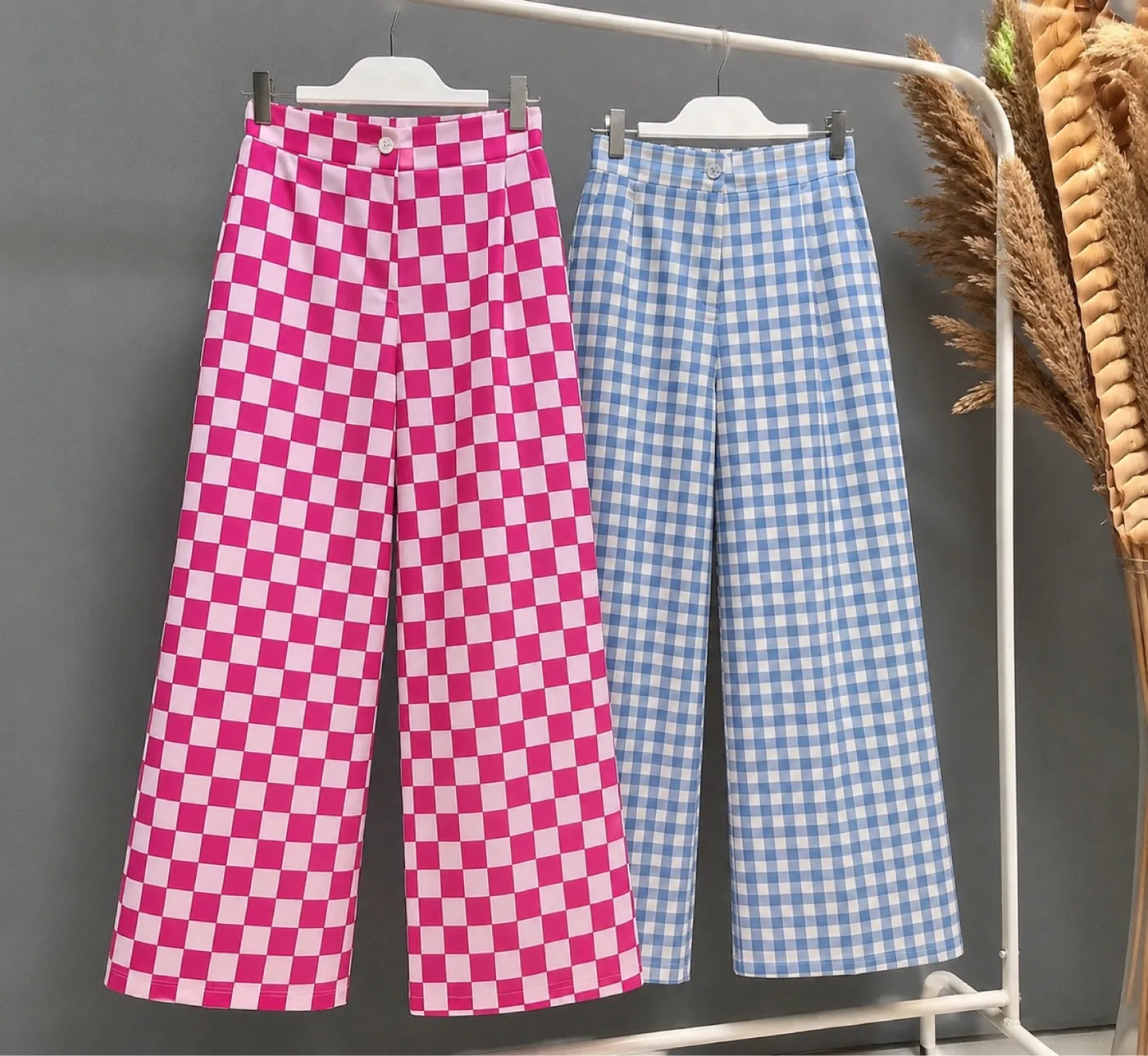 بنطلون نسائي كاروهات واسع | Women's Wide Checkered Pants