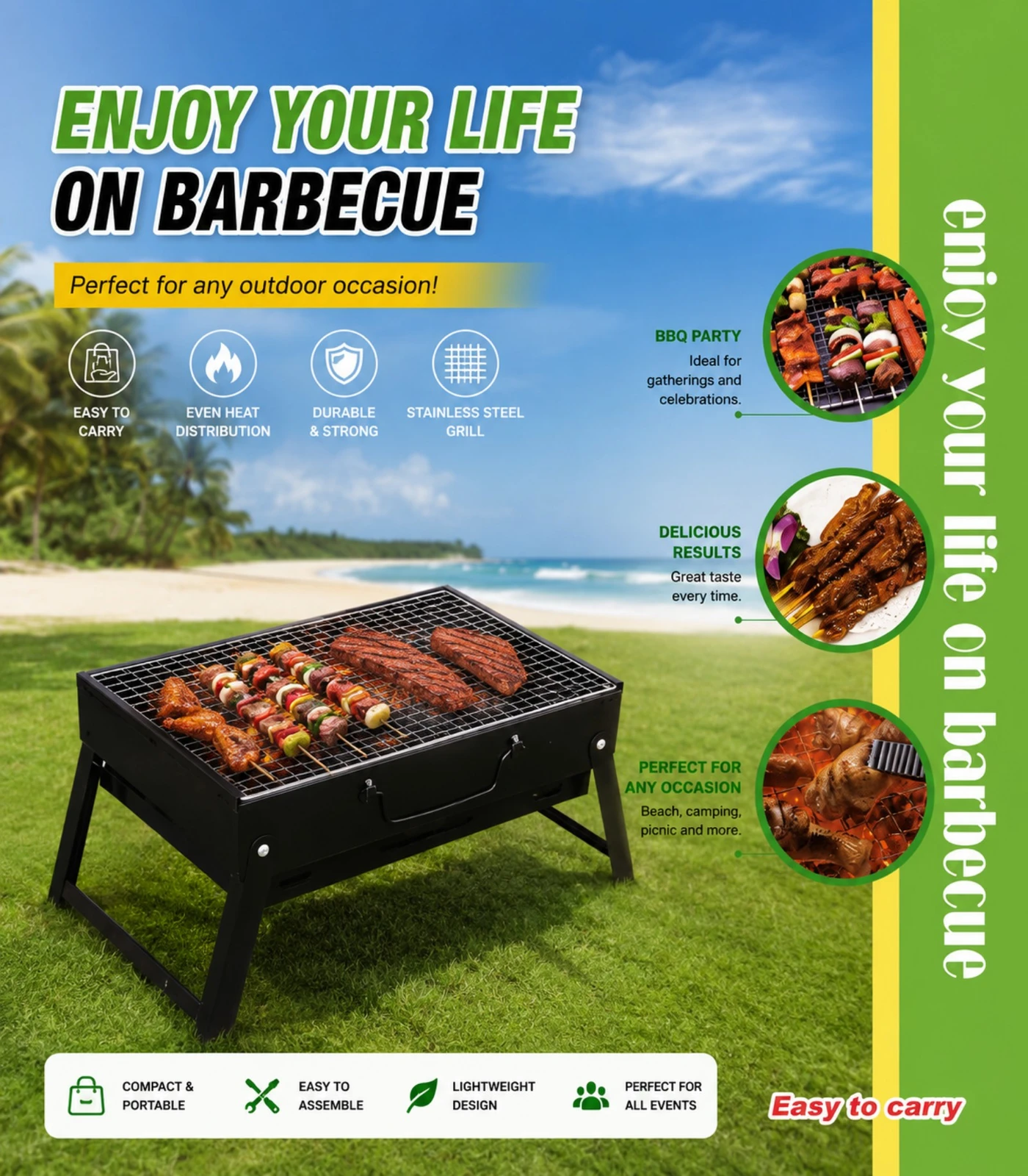 شواية فحم محمولة قابلة للطي | Portable Foldable Charcoal BBQ Grill