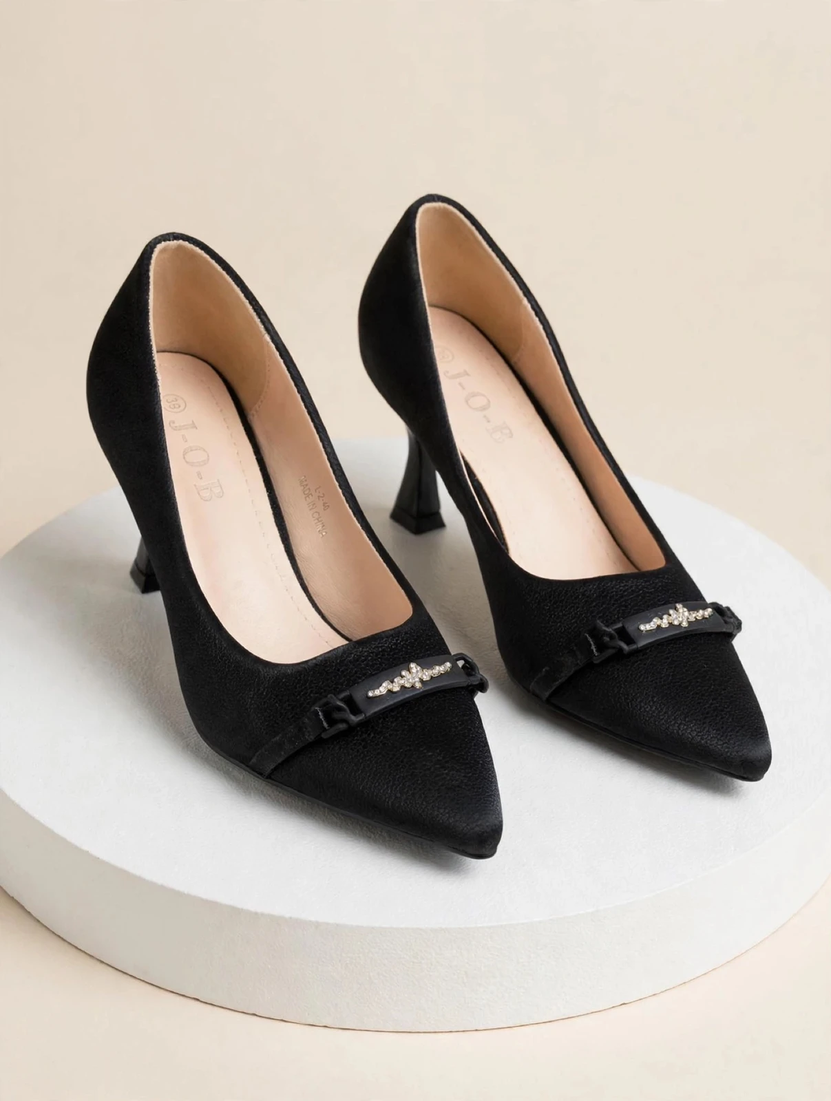 حذاء نسائي كعب عالي أسود من J-O-B | J-O-B Women's Black High Heel Shoes