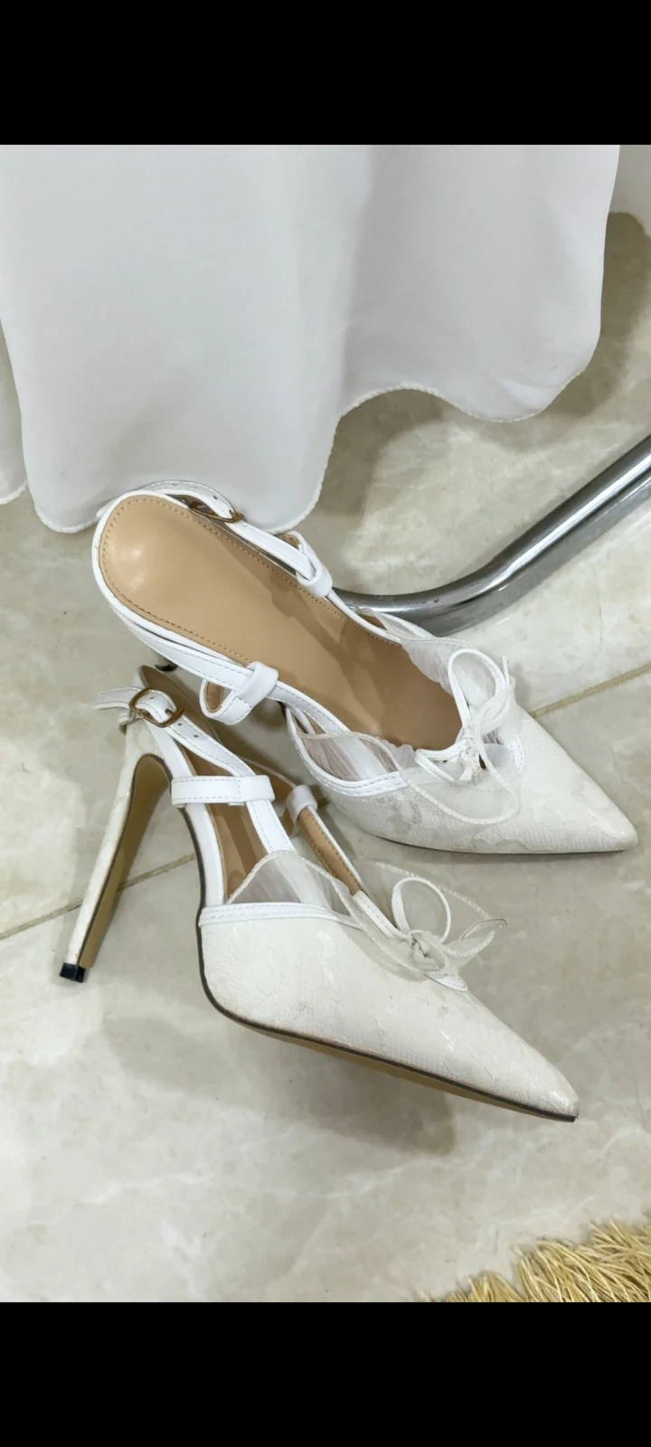 حذاء نسائي كعب عالي أبيض | Women's White High Heel Shoes