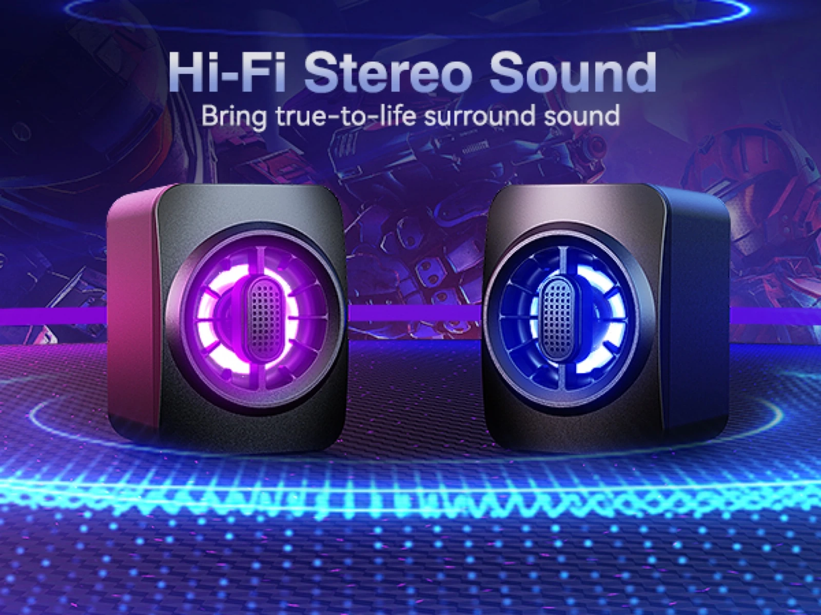 سماعات ستيريو هاي فاي مع إضاءة LED | Hi-Fi Stereo Speakers with LED Light