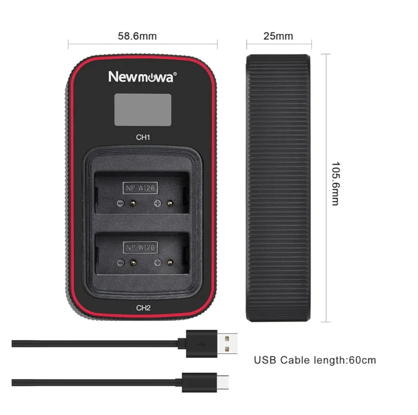 شاحن بطاريات Newmowa مزدوج لـ NP-W126