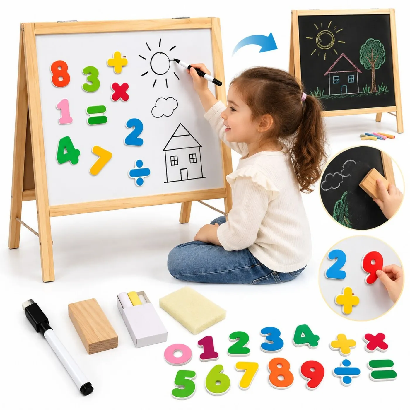 سبورة تعليمية مزدوجة للأطفال | Kids Double-Sided Educational Easel