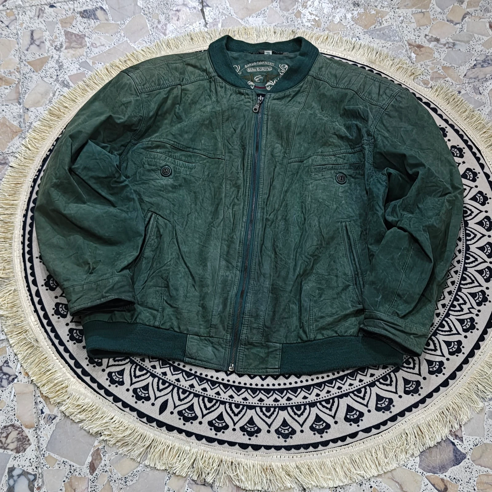 جاكيت كارلو كولوتشي جلد أخضر | Carlo Colucci Green Leather Jacket