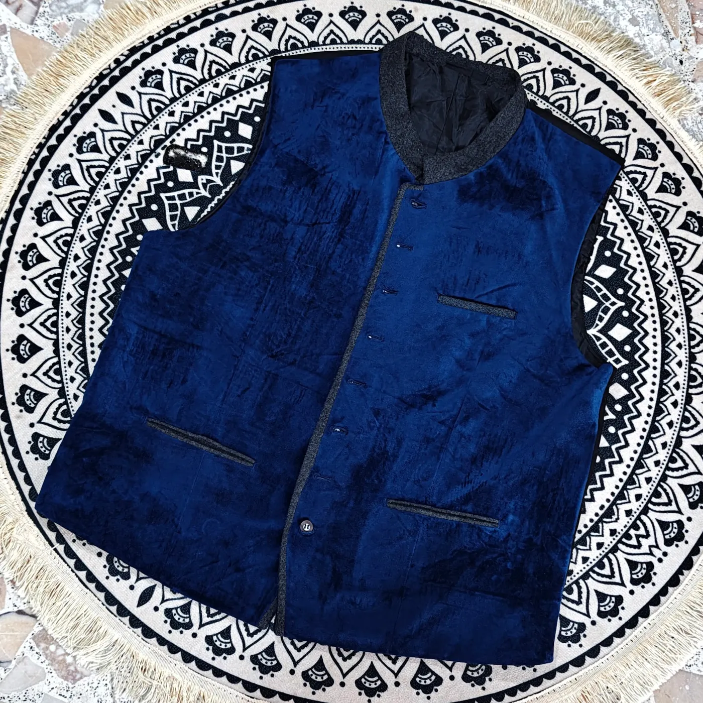 صدرية رجالية مخمل كحلي | Men's Velvet Navy Vest