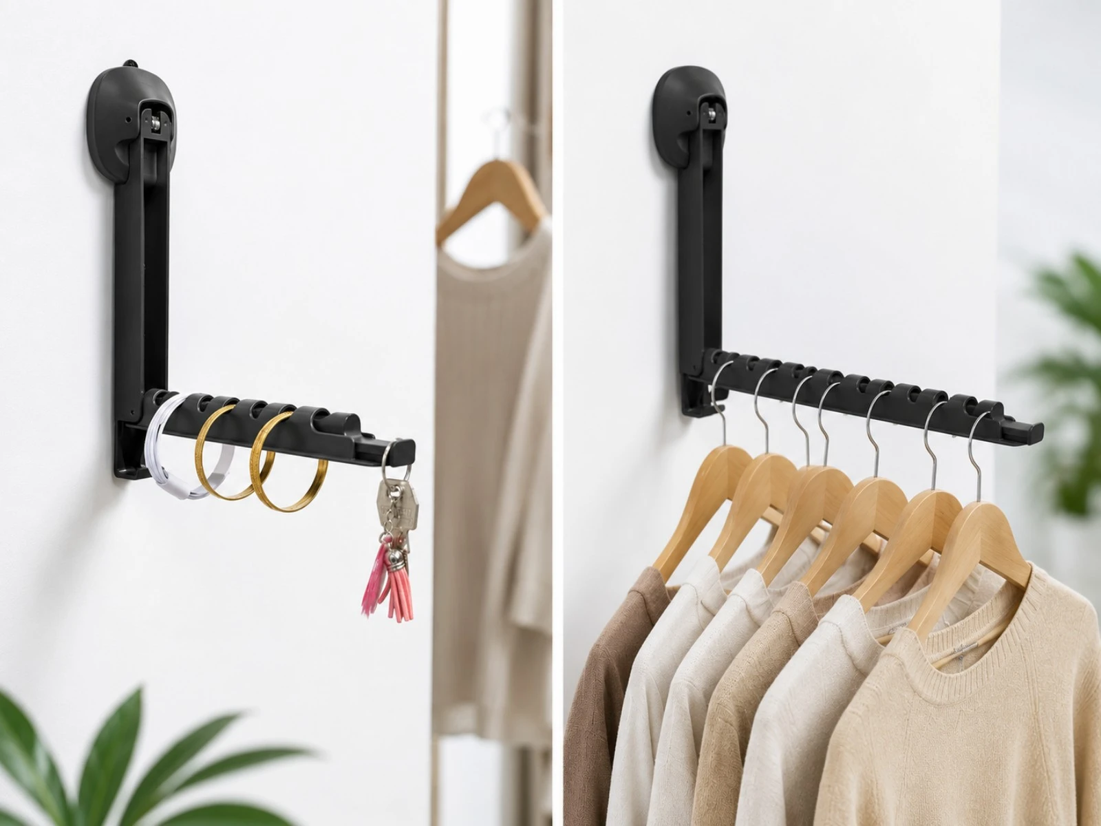 علاقة ملابس جدارية قابلة للطي | Foldable Wall-Mounted Clothes Hanger